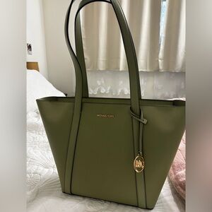 Michael Kors Sage Green Pratt Tote with Gold Charm